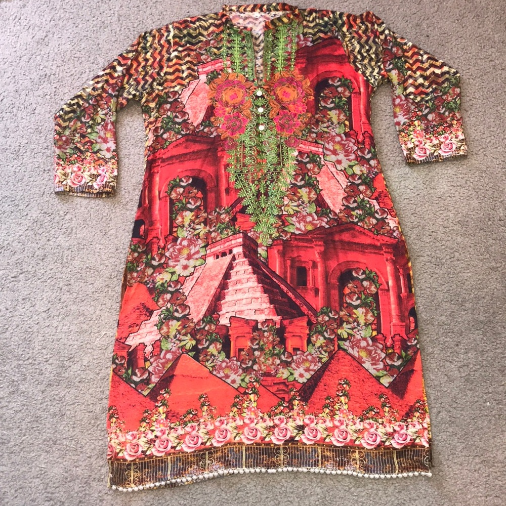2 pc embroidered linen suit